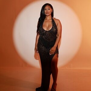 Black Sequin Halter Dress - Denoa Label